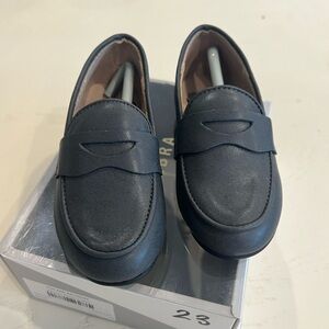 Zebra kids gray leather loafers size23